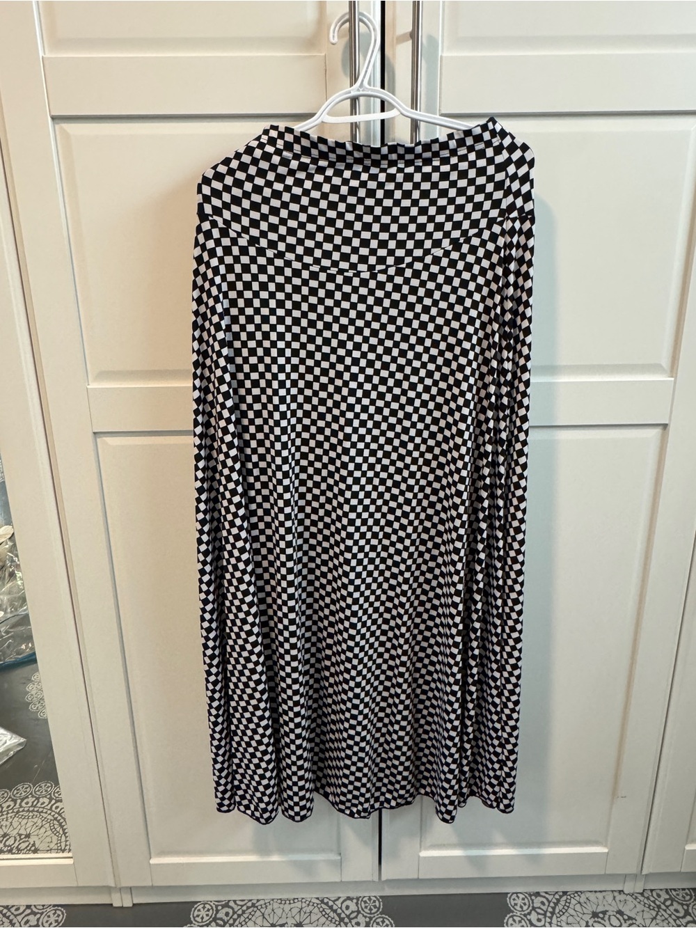 Monochrome Black & White Checkered Flowy Maxi Skirt Medium
